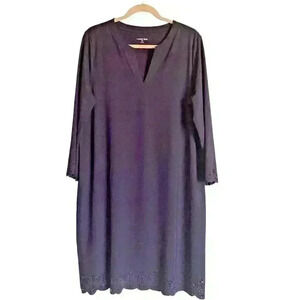 Lands End Sz L Tunic‎ Dress Scallop Lace Trim Pull On Cruise Office Preppy